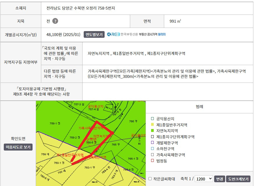 전남광주 담양군 수북면 오정리 758-5 담양 수북 오정리ㅣ 토지매매(도로접)!! 300평 매매 매물번호 18127 사진 1